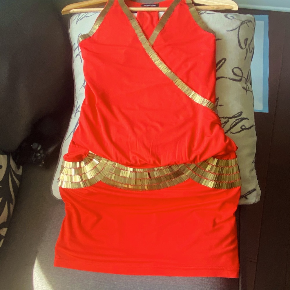 Red Orange Studded mini Dress.